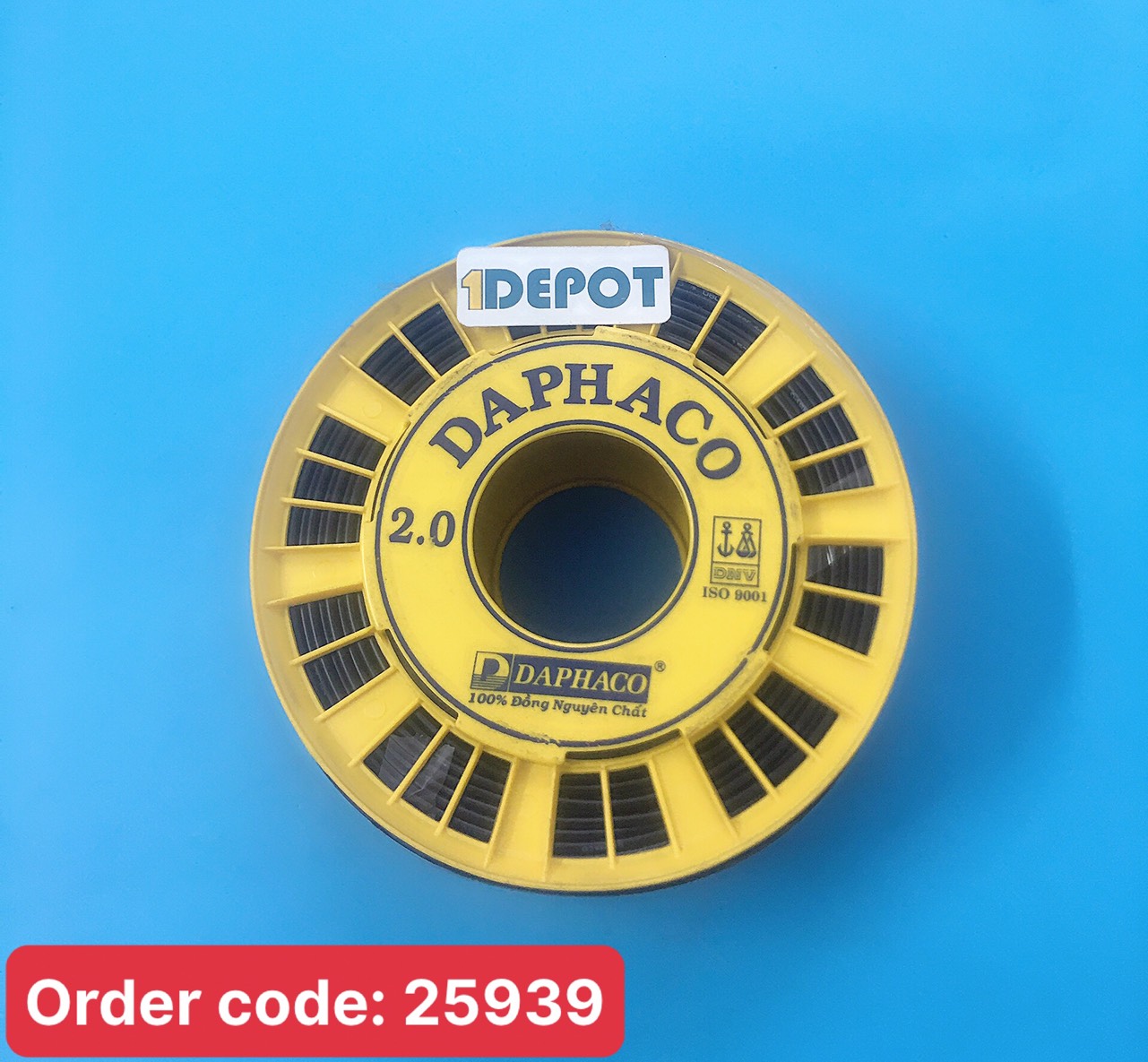 Dây điện đơn Daphaco CV 2 màu đen, 100m/cuộn