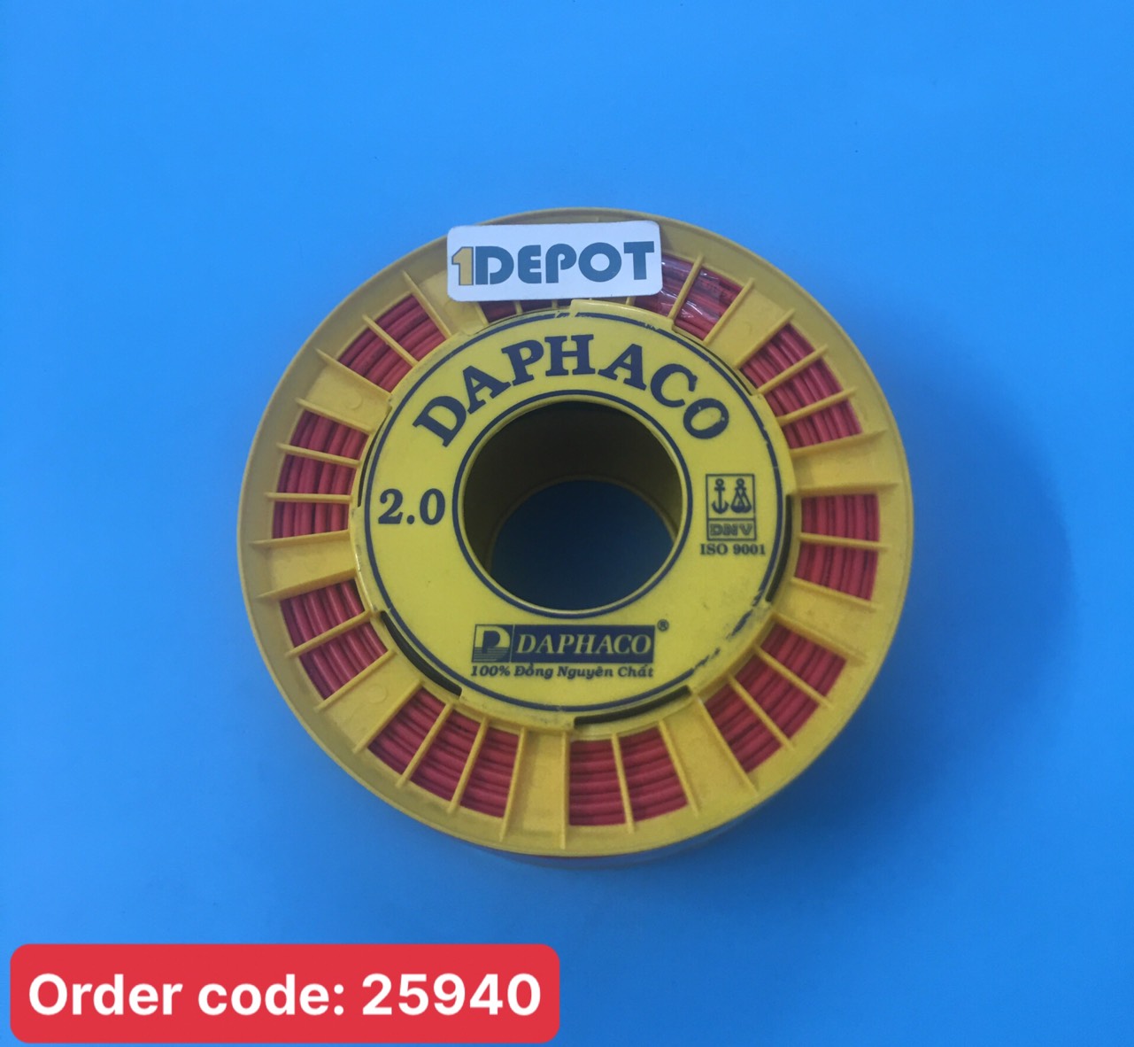 Dây điện đơn Daphaco CV 2 màu đỏ, 100m/cuộn