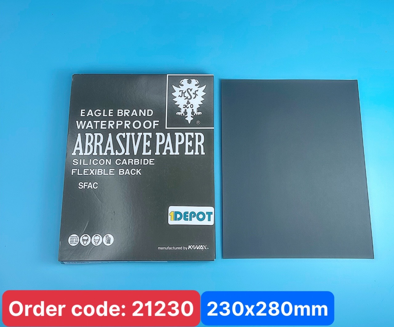 Giấy nhám tờ KOVAX P150, kích thước 230mm x 280mm, độ mịn P150 (100 tờ/ hộp)