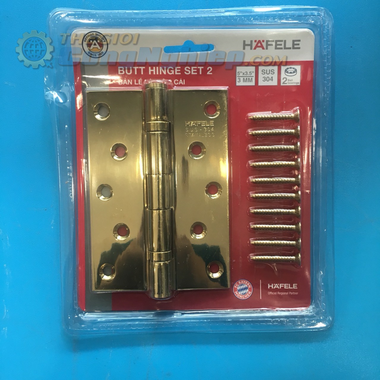 Bản lề lá DIY HAFELE  489.05.024, 2 vòng bi, kích thước 127x789x3mm