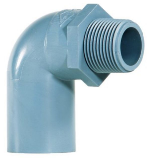 Co 90⁰ Ø34 nhựa PVC BÌNH MINH, loại ren ngoài, kích thước Ø34 x 21mm.