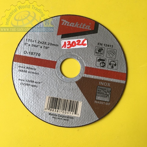 Đá cắt kim loại 125mm Makita D-18770, kích thước 125x1.2x22.2mm