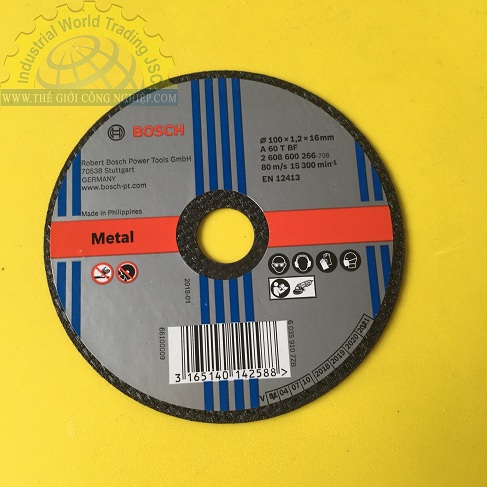 Đá cắt kim loại BOSCH 2608600266, đường kính 100 x 1.2 x 16mm