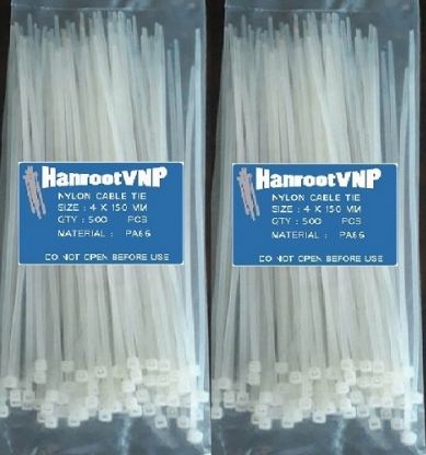 Dây rút nhựa 6 tấc 10x600mm, nhựa PA66 màu trắng, 100 sợi/gói