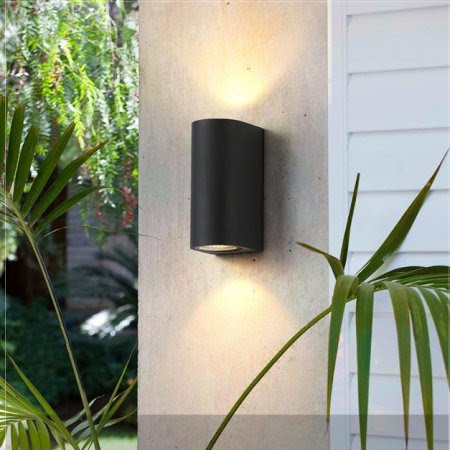 Đèn tường ngoài trời, màu đen JCVTech 53515, ánh sáng vàng, kích thước 5 x 15cm