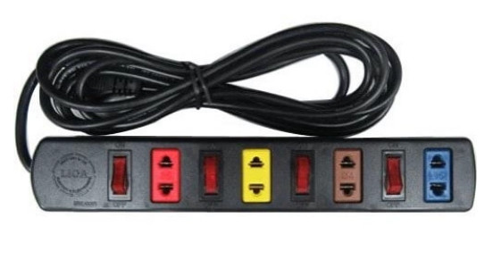 Ổ cắm kéo dài LiOA 4SOF3, 4 ổ cắm hai chấu và 4 công tắc riêng biệt, dài 3m, Công suất 2200W/220V