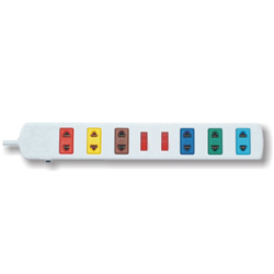 Ổ cắm kéo dài LiOA 6S3W, 6 ổ cắm, dài 3m, công suất 2200W/250V, có 2 công tắc (màu trắng)