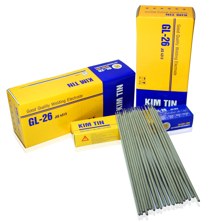 Que hàn thép carbon thấp 2.5mm Kim Tín GL-26, kích thước 2.5x300mm, hộp/1 kg, 12 hộp/ thùng