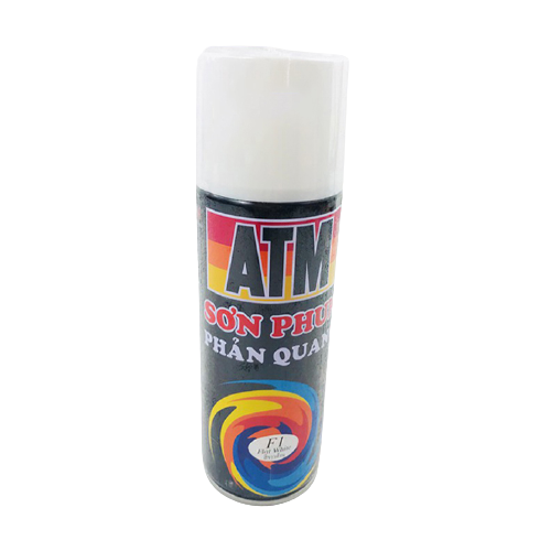 Sơn xịt phản quang ATM spray f1 màu trắng 400ml (fluorescent flat white), 12 chai/ 1 thùng