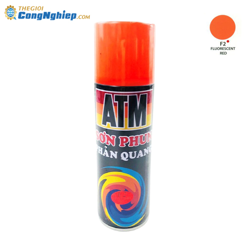Sơn xịt phản quang ATM spray f2 màu đỏ 400ml (fluorescent red), 12 chai/ 1 thùng