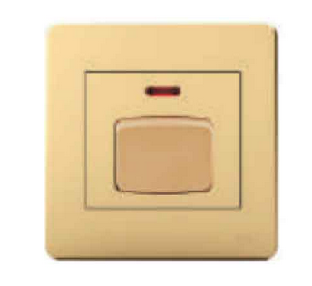 Bộ công tắc bình nước nóng 20A Uten Q7GK20A, mặt nhựa màu vàng, kích thước 85x*85mm