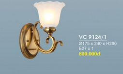 Đèn vách Hufa VC 9124/1, loại bóng E27 x 1 bóng (không kém bóng), kích thước D175xR240xH290mm