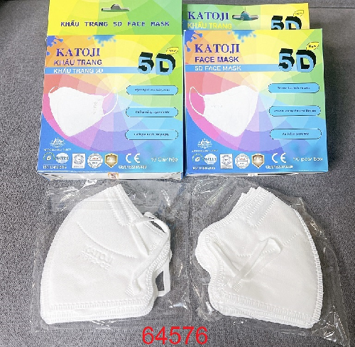 Khẩu trang 5D Face Mask KATOJI màu trắng, hộp 10 cái
