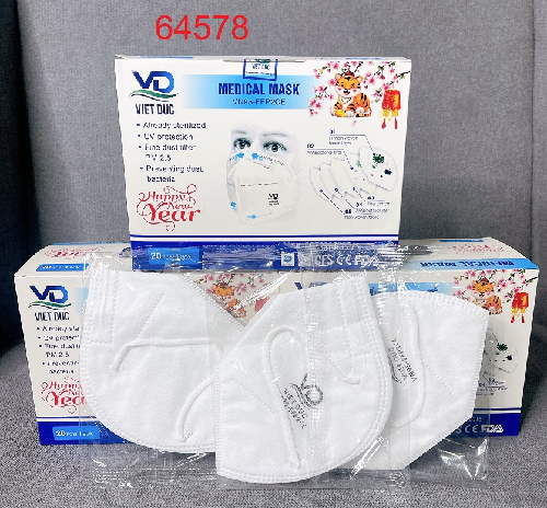 Khẩu trang N95 Việt Đức màu trắng, không có van, hộp 20 cái