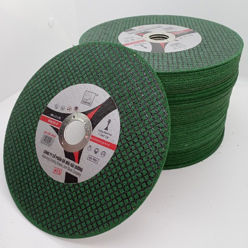 Đá cắt kim loại 180, thương hiệu DAMAHAD Hải Dương, màu xanh, kích thước 180x2x22mm, đóng gói 50 viên/hộp