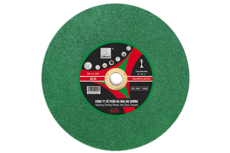 Đá cắt kim loại 305, thương hiệu DAMAHAD Hải Dương, màu xanh, kích thước 305x3x25,4mm, đóng gói 25 viên/hộp