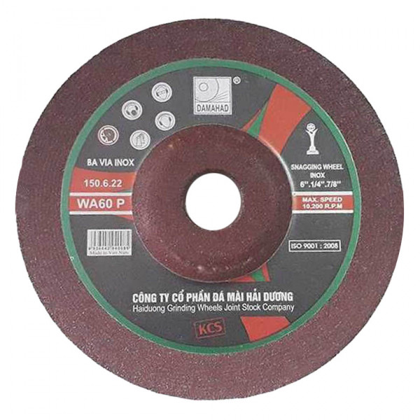 Đá mài gang bavia SĐ 180, thương hiệu DAMAHAD Hải Dương, kích thước 180x6x22mm, đóng gói 25 viên/hộp