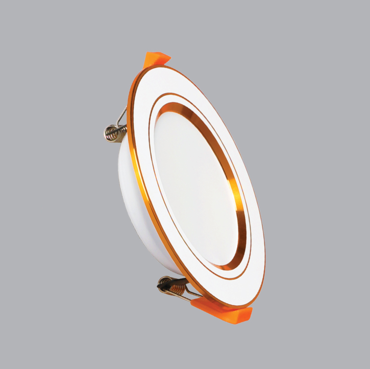Đèn LED Downlight MPE 7W DLV-7N viền vàng, ánh sáng trung tính, loại tròn âm trần