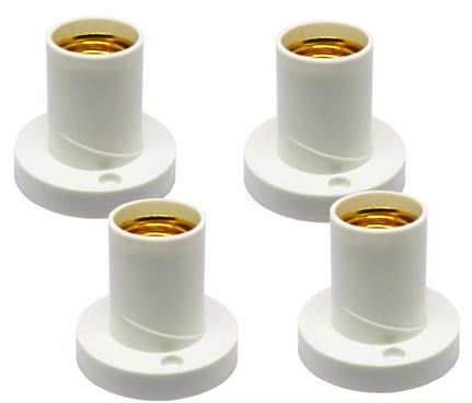 Đui đèn E27 xoáy ngồi thẳng, màu trắng