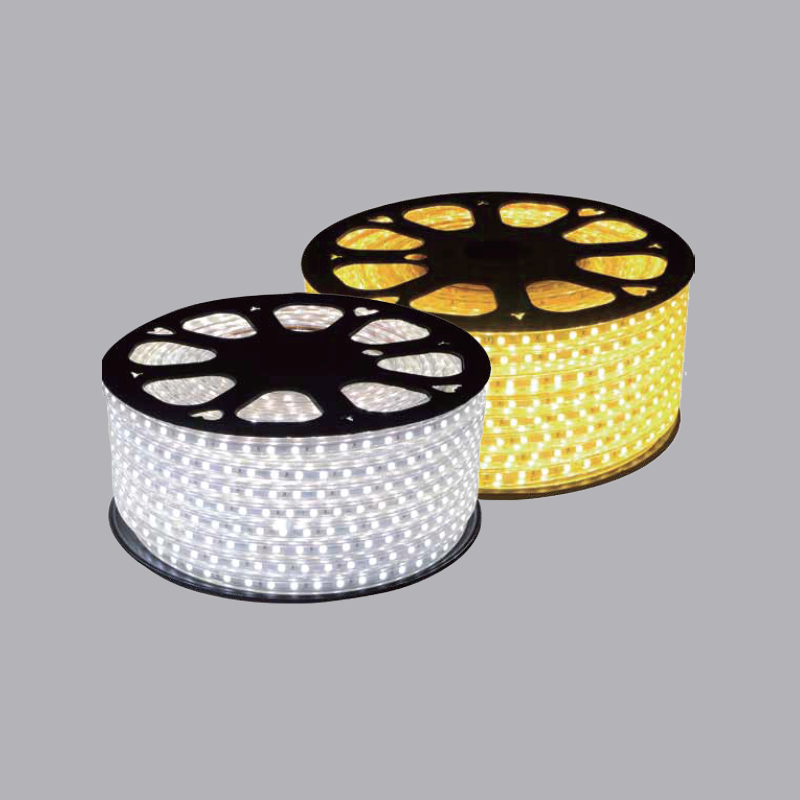 LED dây AC 5050 MPE LS2 5050AC-V ánh sáng vàng, công suất 7W/m, 72LED/m, KT: 12.3x6.5mm, IP65, 50m/cuộn