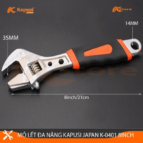 Mỏ lết đa năng tay cầm bọc cao su 8 inch Kapusi k-0401