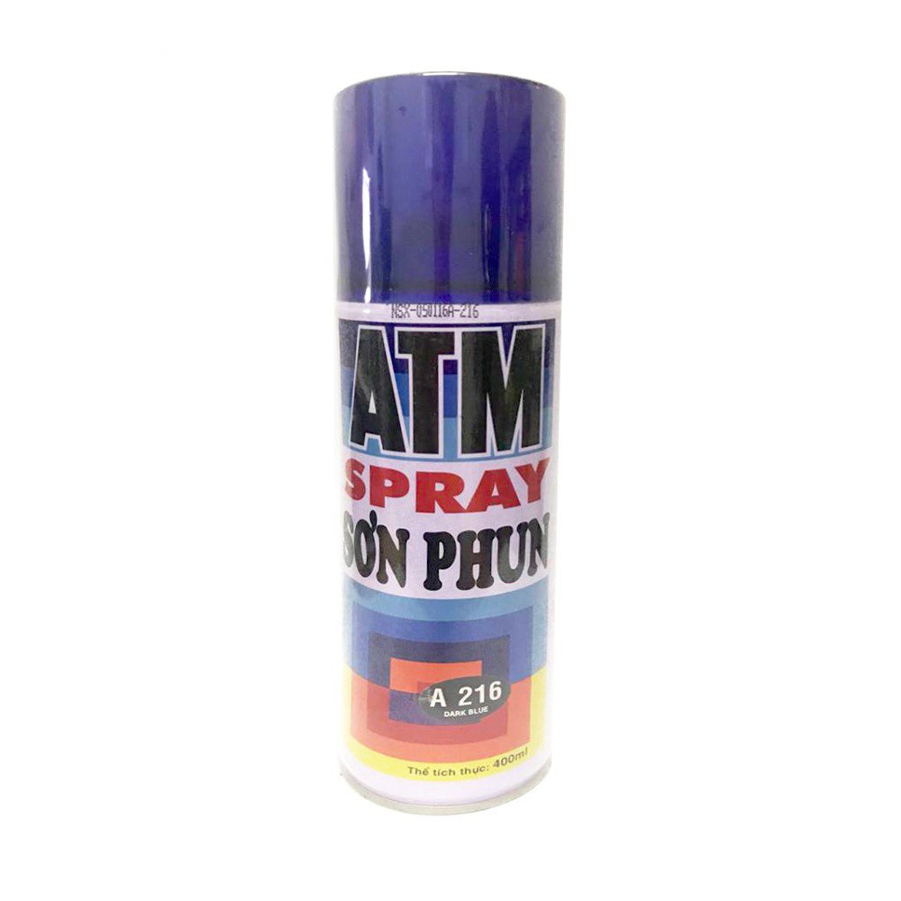 Sơn xịt ATM SPRAY A216 màu xanh đen 400ml (Dark blue), 12 chai/ 1 thùng