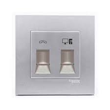 Bộ ổ cắm điện thoại và mạng cat5e Vivace Schneider KB32TS_RJ5E_AS, màu xám
