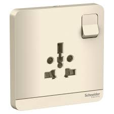 Bộ ổ cắm đơn đa năng 16A có công tắc Schneider E8315TS_WG_G19, màu vàng ánh kim
