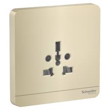 Bộ ổ cắm đơn đa năng 16A Schneider E83426TS_WG_G19, màu vàng ánh kim