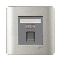Bộ ổ cắm mạng Cat6 đơn Zencelo Schneider E8431RJS_6_SA_G19, màu xám