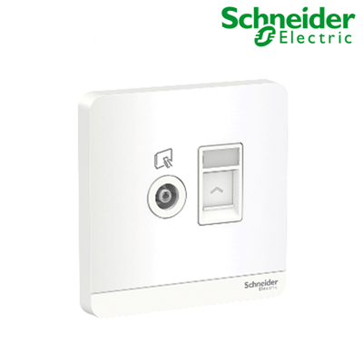 Bộ ổ cắm TV và bộ ổ cắm mạng cat6e Schneider E8332TVRJS6_WE_G19, màu trắng