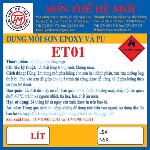 Dung môi pha sơn 2 thành phần ET01 1 lít