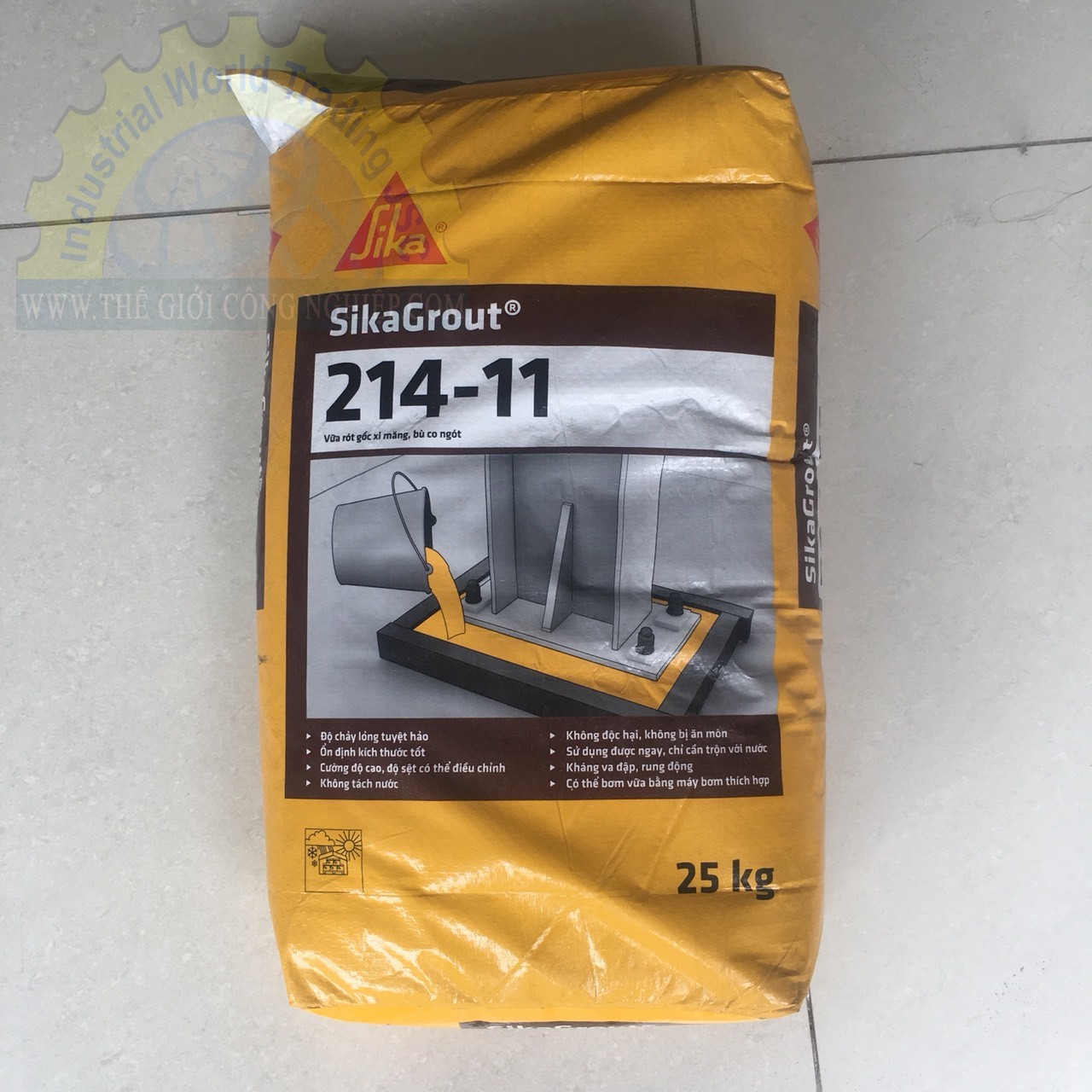 Vữa rót gốc xi măng Sika SikaGrout 214-11, bù co ngót, có thể bơm được, bao 25kg