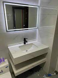 BỘ Bàn Đá 2 Tầng Âm Chống Xước TRẮNG - M02 (T+D)