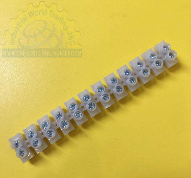 Cầu nối dây điện (domino) Tiến Thành, 12 mắt, 10A (dây 1.5-2.5mm2), nhựa PP màu trắng