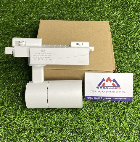 Đèn led chiếu điểm gắn thanh ray thân trắng 12W TCE CD 004, Ánh Sáng Vàng, kích thước Ø50x100mm