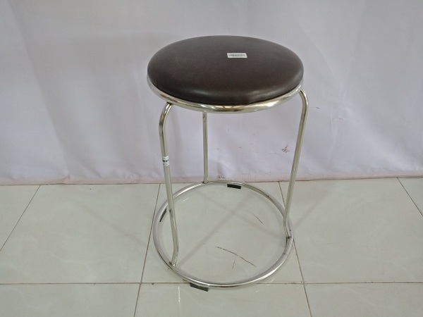 Ghế đôn inox có bọc nệm màu đen cao 50cm