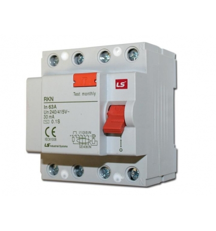 Cầu dao điện loại tép chống rò RCCB ( gắn thanh ray) LS RKN-b 3P+N 100A
