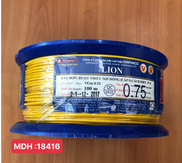 Dây điện mềm VCM 0.75MM2 MÀU VÀNG