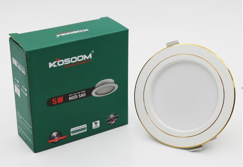 Đèn led downlight âm trần ngôi sao viền vàng 12W, Ø115-140, kích thước D150*H48, Kosoom DL-KS-VV-12, ánh sáng đổi màu