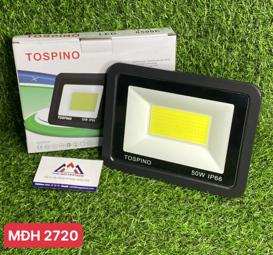 Đèn led pha 50W Tospino IP66, ánh sáng trắng 6500K