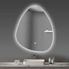 Gương hình giọt nước, led hắt sau, có cảm ứng đặt đáy, gương bỉ, kích thước r500-c700, led màu trắng
