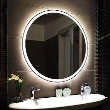 Gương tròn, led phun cát tràn viền, có cảm ứng, gương bỉ, kích thước D60, led trắng