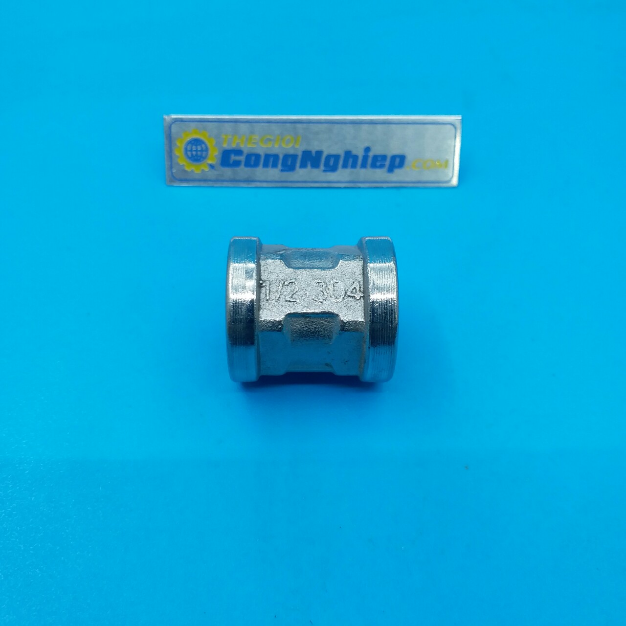 Nối 2 đầu ren trong 21, chất liệu inox 201