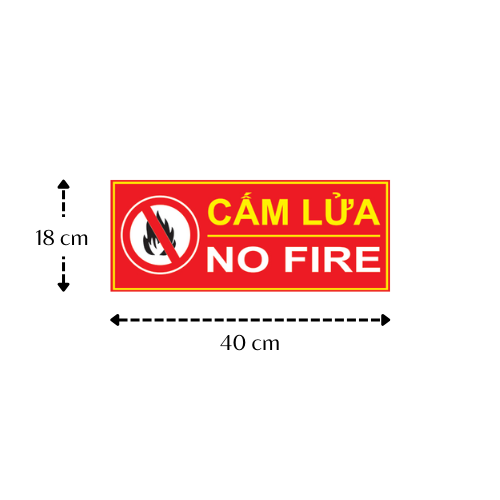 Bảng Cấm lửa bằng mica, kích thước 18x40cm