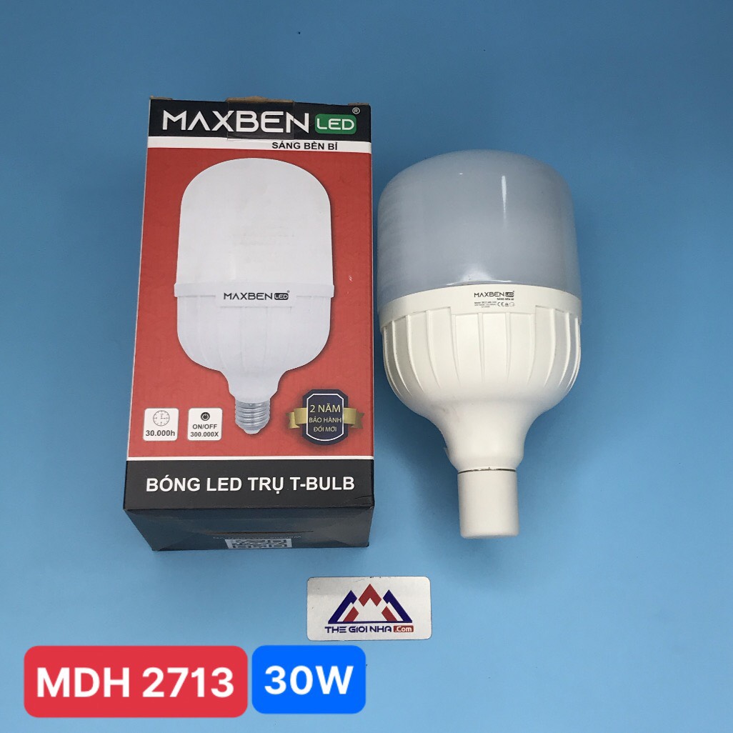 Bóng đèn led trụ t-buld 30w Maxben ánh sáng trắng