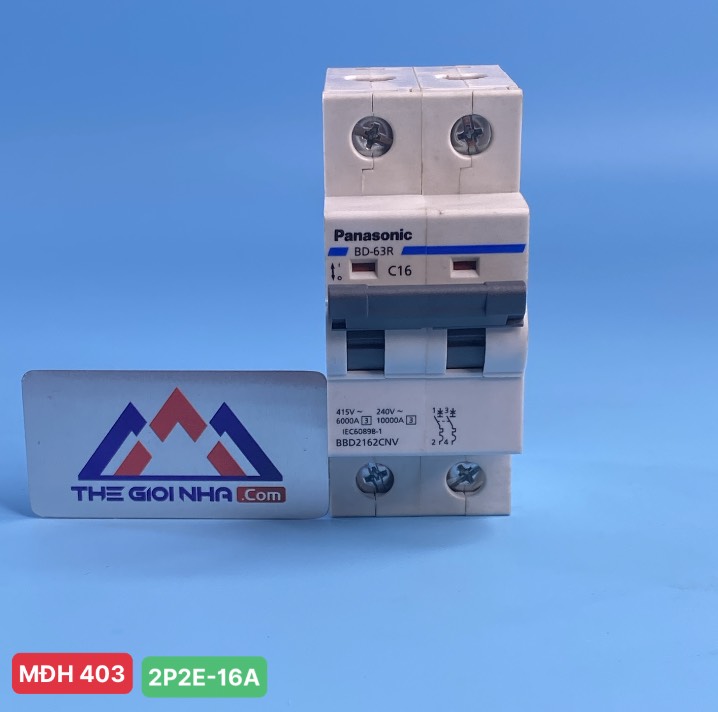 Cầu dao tự động MCB 2P 16A 6kA Panasonic BBD2162CNV, 240VAC
