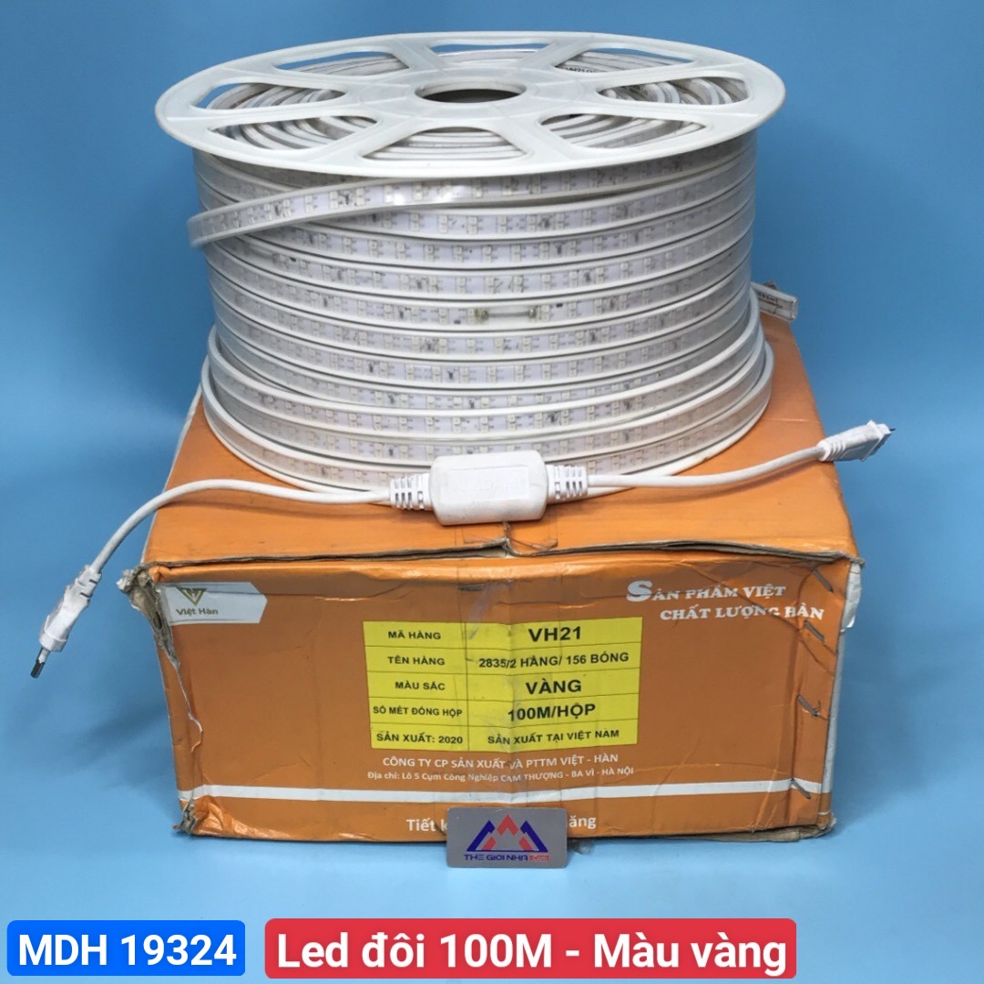 Led dây Aladanh Việt Hàn 7-7.5w/m VH21N 2835/2 hàng/156 bóng, điện áp AC220V, ánh sáng vàng