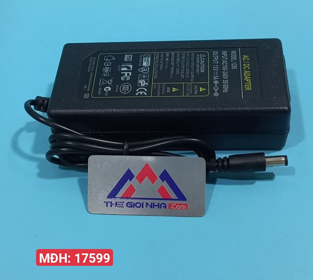 Nguồn Adapter 12V-5A, đầu kết nối DC 5.5x2.1mm OEM-2833 1250