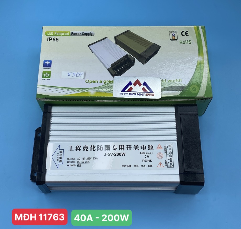 Nguồn điện ngoài trời 40A 200W, điện áp đầu vào 187-262V, điện áp đầu ra 5V